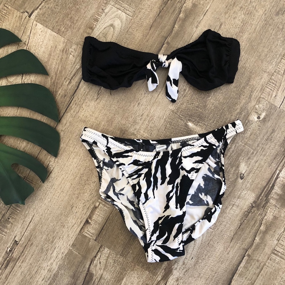 Benz 80s Vintage High Cut White Black Tiger Bikini